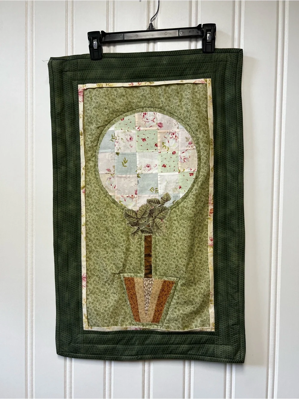 Handmade Green Quilted Wall Hanging - Botanical Tree Design